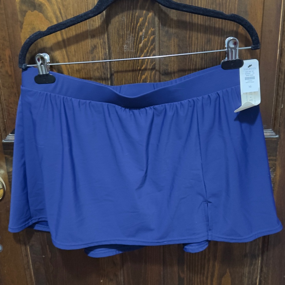 NWT TALBOTS MIRACLESUIT® Vented Swim Skirt India Ink Blue Size 16
